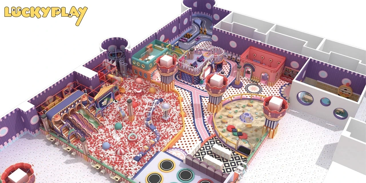 soft play structure and slides in Chinese style playground