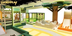Interactive electronic play area in giraffe jungle playground