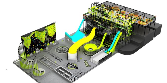 Bowl slide designed for a high-energy indoor adventure park