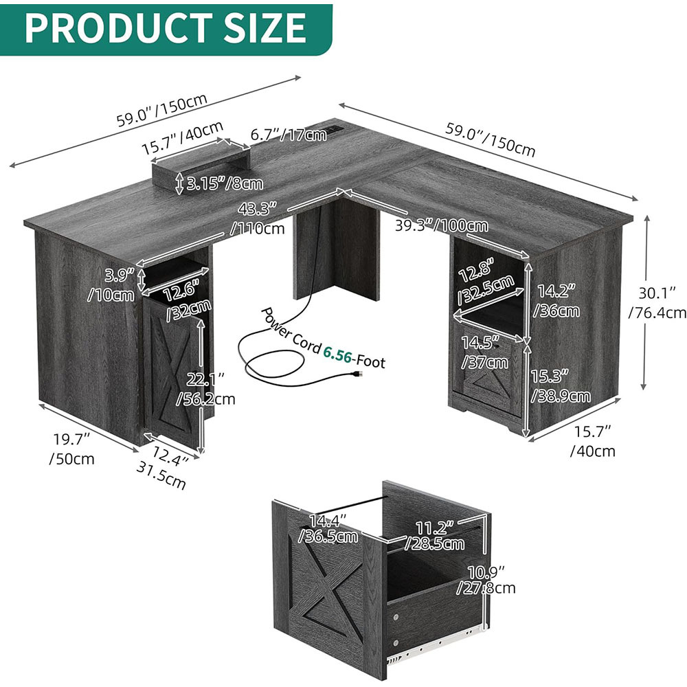 Nu-Deco L Shaped Office Desk MH24366