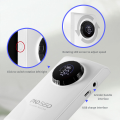 OEM New Arrival Nail Salon Equipment Rechargeable Liquid Crystal Display Portable Brushless Drill Machine 35000rpm