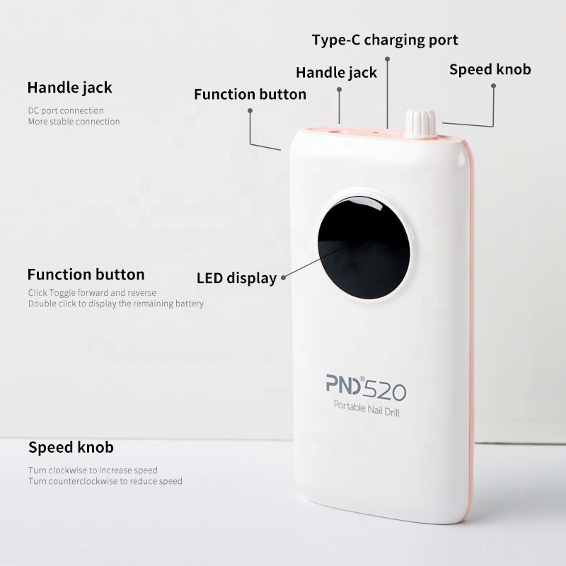 SNRQI High Quality Rechargeable Nail Drill 18W High Power 30000rpm Low Noise Portable Nail Drill Machine
