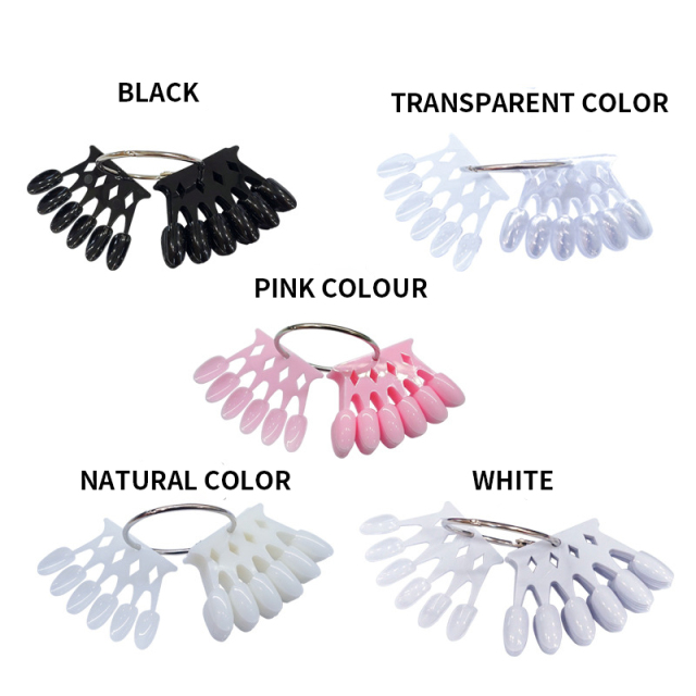 10 Pcs 5 Colors Nail Accessories Tool Pink Black Nail Contrast Card Plate Display Practice Nail Tips Color Display