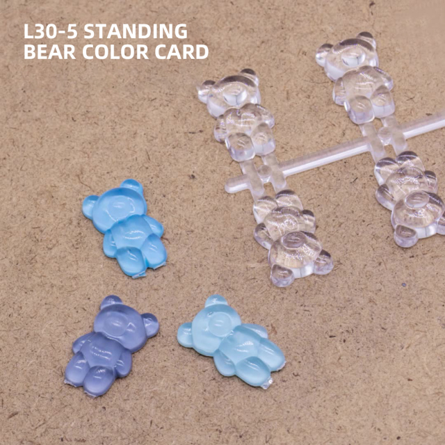 Manicure palette transparent mini bear peas love nail polish glue display palette flat solid color card