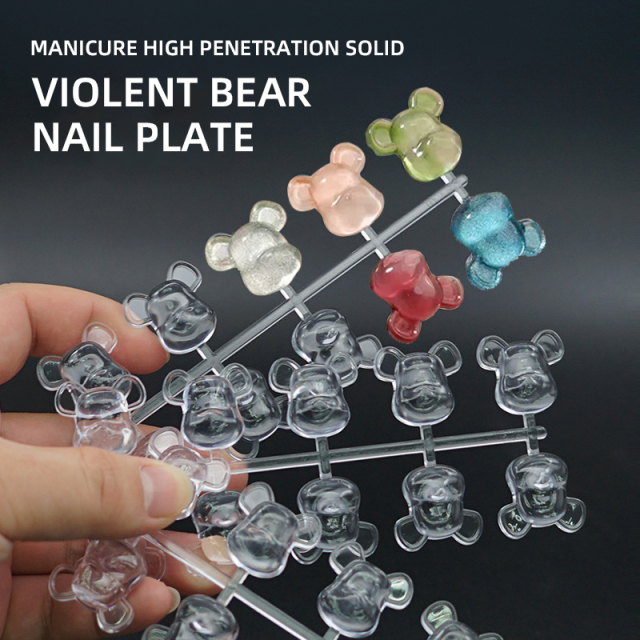 3D Bear Nail Artificial Tips Display Card Nail Art Polish Swatch Practice Color Chart