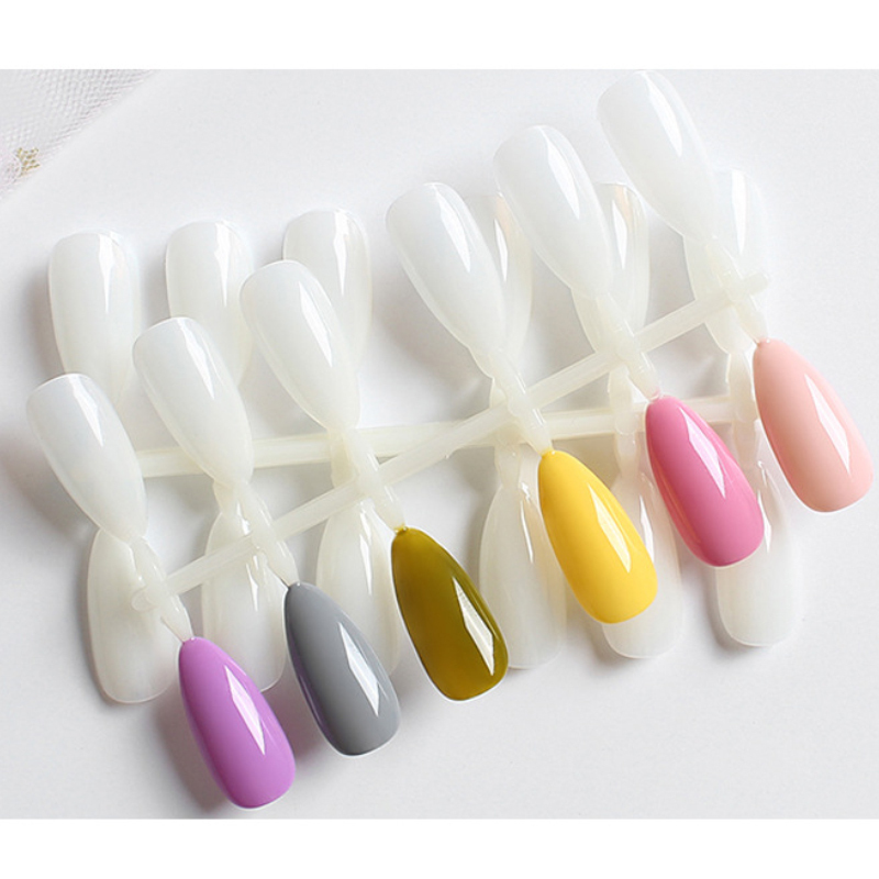 Manicure almond-shaped nail drop practice nail INS transparent fake nails printing contrast display color card