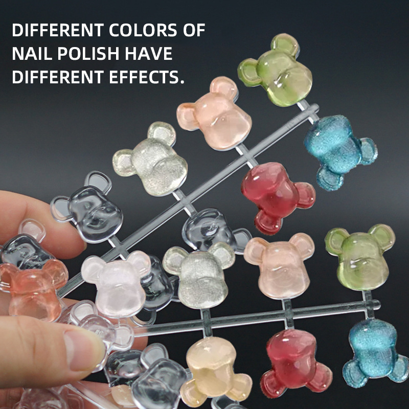3D Bear Nail Artificial Tips Display Card Nail Art Polish Swatch Practice Color Chart