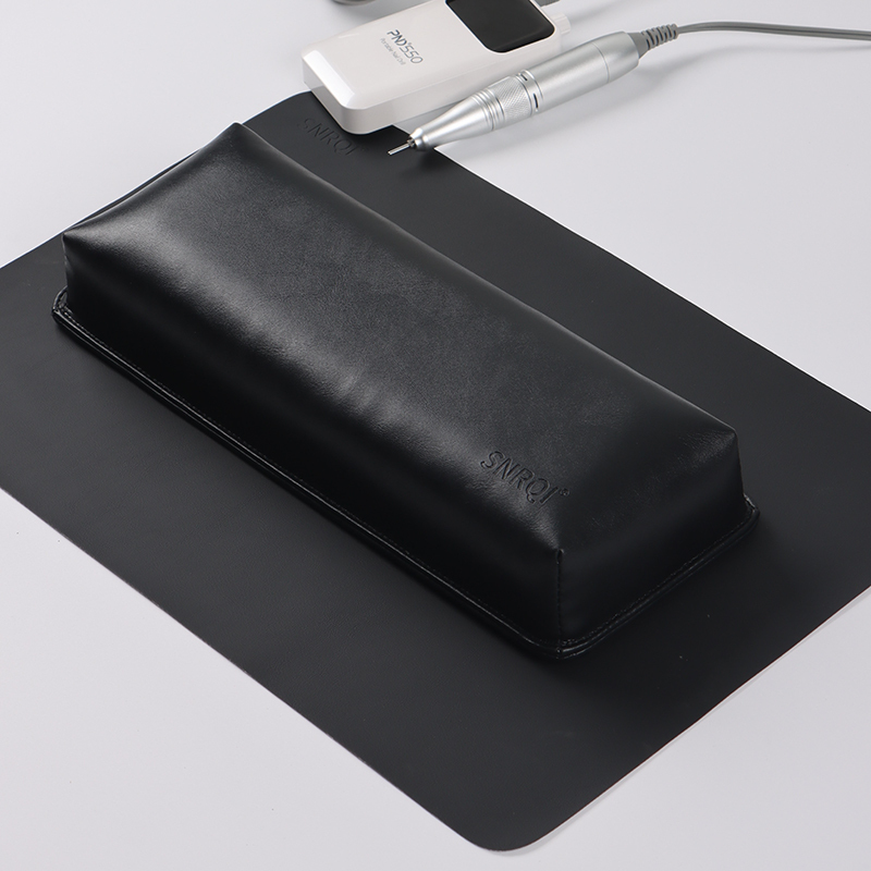 Good Quality Salon Soft PU Leather Manicure Nail arm rest hand pillow with table Mat