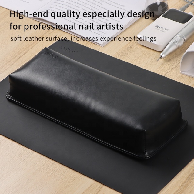 Good Quality Salon Soft PU Leather Manicure Nail arm rest hand pillow with table Mat