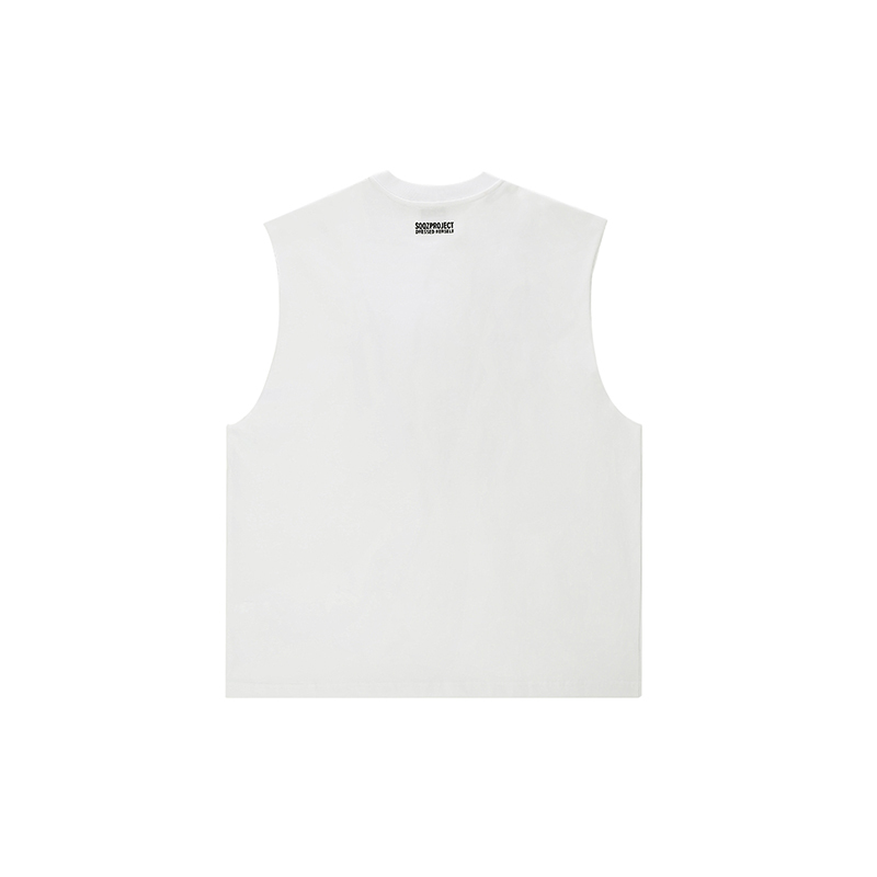 Cotton-filled 3D Raised H! Text Sleeveless Tank Hand-printed Design Unisex Oversized Comfort Streetwear Top SQQZ PROJECT Original