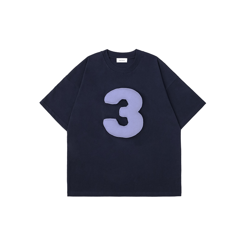 Cotton-filled 3D Raised Numbers Graphic T-shirt Hand-printed Design Crewneck Unisex Oversized Comfort Streetwear Top SQQZ PROJECT Original