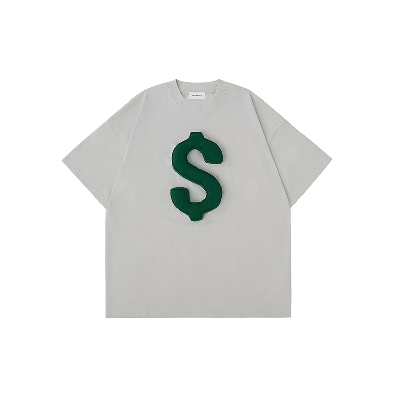 Cotton-filled 3D Raised Dollar Sign T-shirt Hand-printed Design Crewneck Unisex Oversized Comfort Streetwear Top SQQZ PROJECT Original