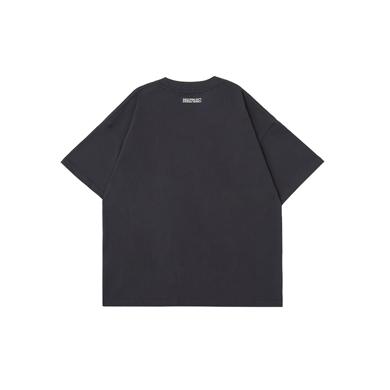 Cotton-filled 3D Raised 行 Character T-shirt Hand-printed Design Crewneck Unisex Oversized Comfort Streetwear Top SQQZ PROJECT Original