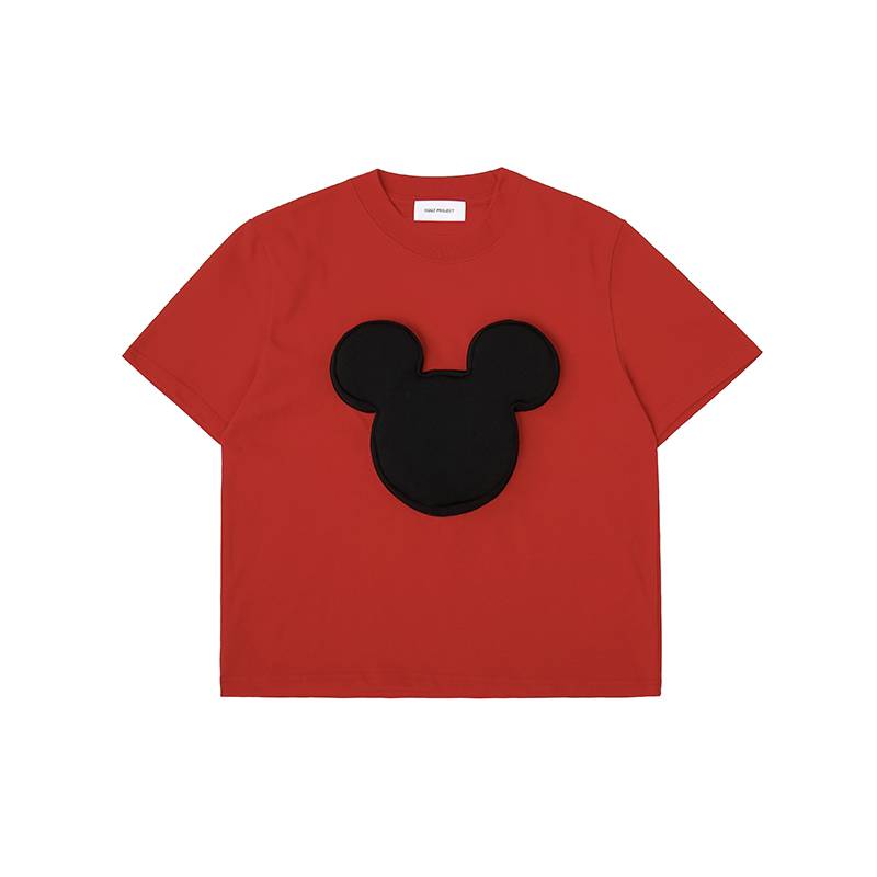 Cotton-filled 3D Mickey Graphic T-shirt Hand-printed Design Crewneck Kids Oversized Comfort Playwear Top SQQZ PROJECT Original