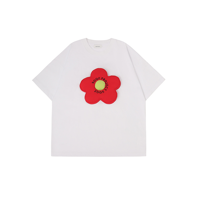 Cotton-filled 3D Floral Embroidery T-shirt Hand-stitched Design Crewneck Unisex Oversized Comfort Streetwear Top SQQZ PROJECT Original