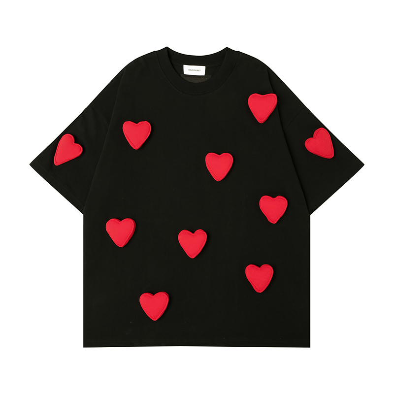 3D Embossed Heart Crewneck Heavyweight T-Shirt