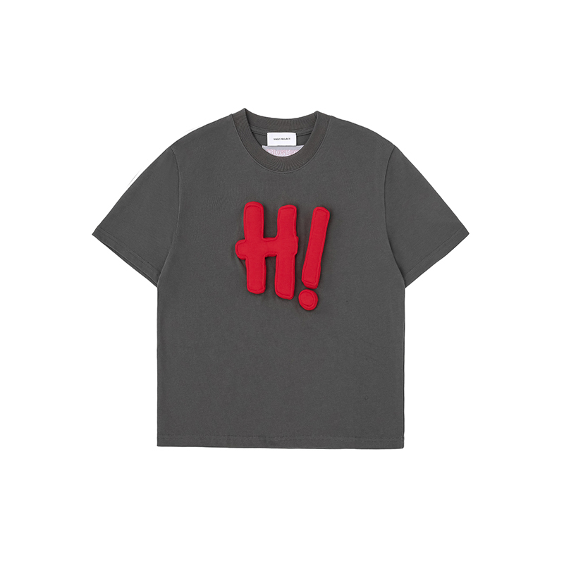 Cotton-filled 3D Raised HI Graphic T-shirt Hand-printed Design Crewneck Kids Oversized Comfort Streetwear Top SQQZ PROJECT Original