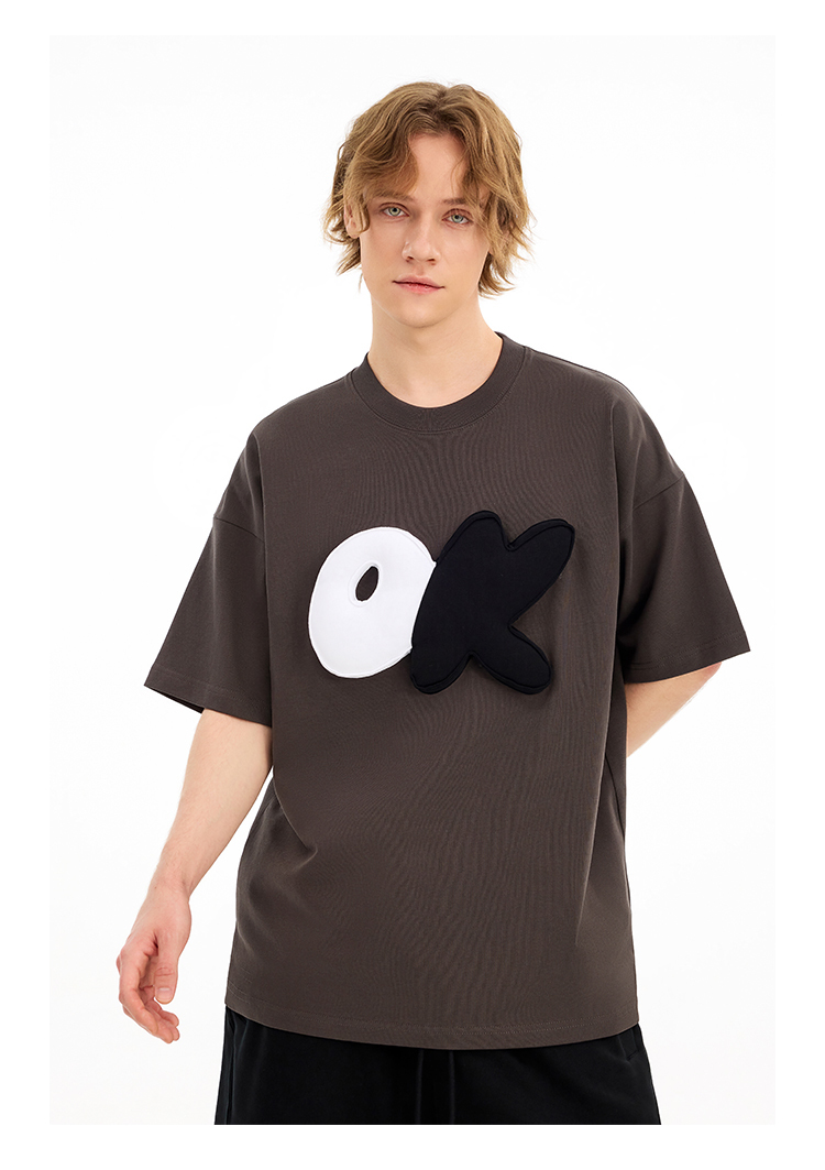 3D OK Puff Print Oversized Short Sleeve T-Shirt - Unisex