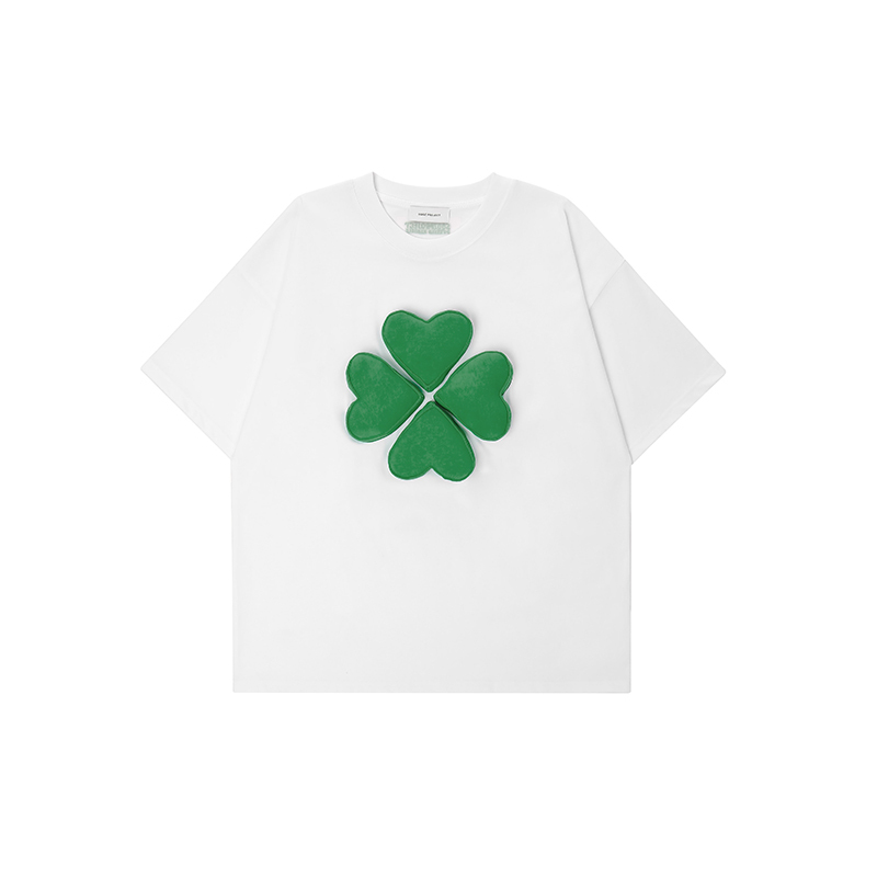 3D Clover Cotton Padding Oversized Short Sleeve T-Shirt - Couples