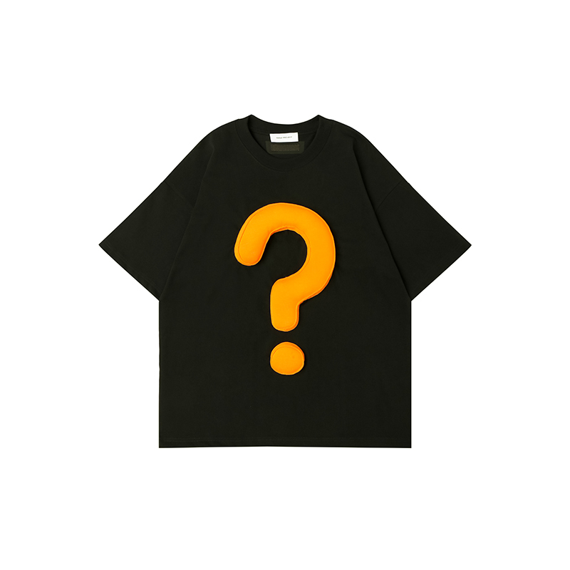 3D Question Mark Cotton Padding Oversized Crewneck Short Sleeve T-Shirt - Couples