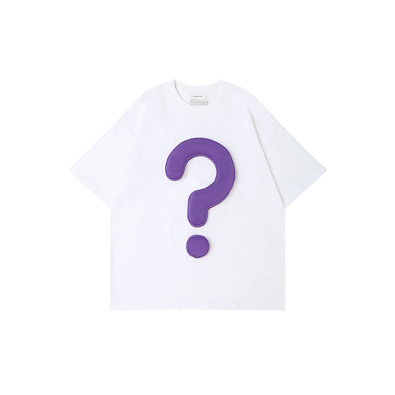 3D Question Mark Cotton Padding Oversized Crewneck Short Sleeve T-Shirt - Couples