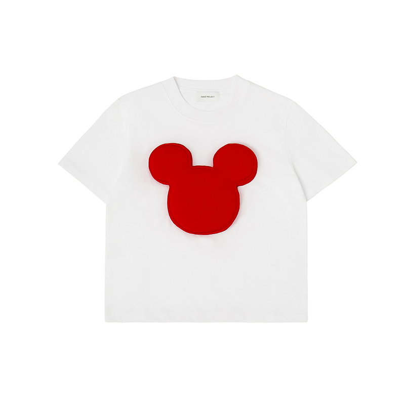 Cotton-filled 3D Mickey Graphic T-shirt Hand-printed Design Crewneck Kids Oversized Comfort Playwear Top SQQZ PROJECT Original