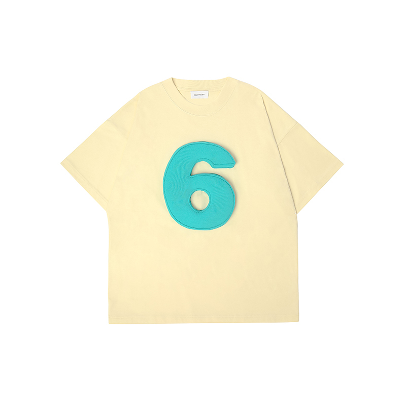 Cotton-filled 3D Raised Numbers Graphic T-shirt Hand-printed Design Crewneck Unisex Oversized Comfort Streetwear Top SQQZ PROJECT Original