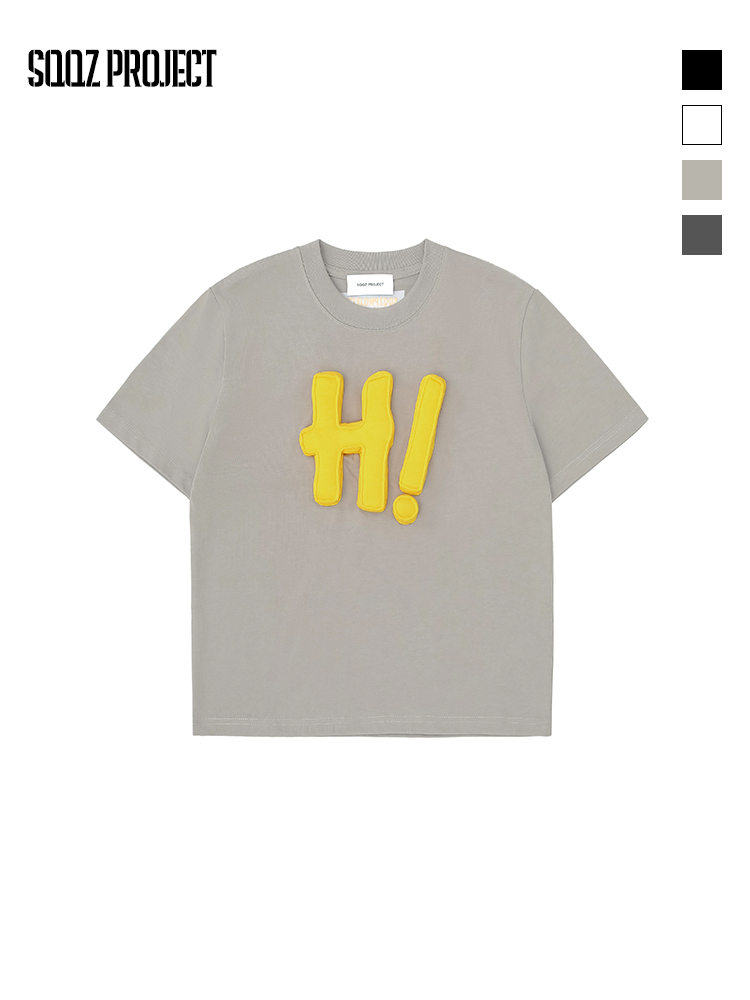 Cotton-filled 3D Raised HI Graphic T-shirt Hand-printed Design Crewneck Kids Oversized Comfort Streetwear Top SQQZ PROJECT Original