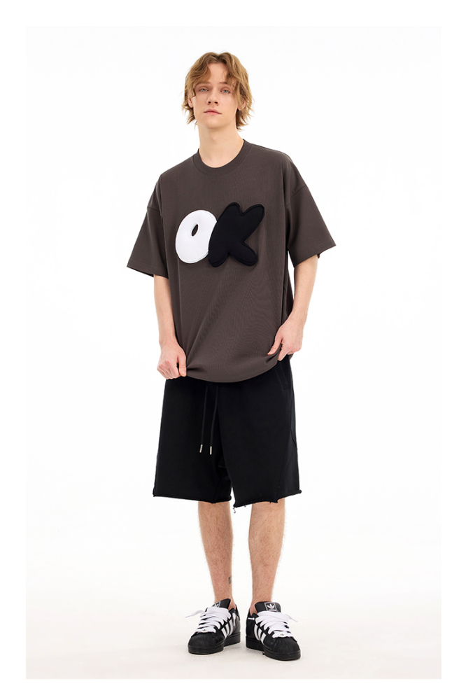 3D OK Puff Print Oversized Short Sleeve T-Shirt - Unisex