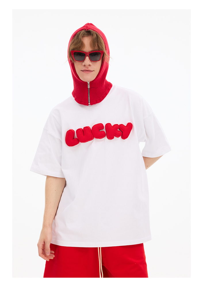 3D Lucky Puff Print Oversized Crewneck Short Sleeve T-Shirt - Unisex