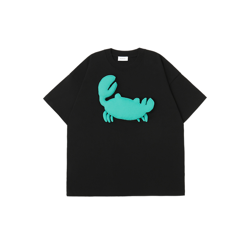 Cotton-filled 3D Crab Graphic T-shirt Hand-printed Design Crewneck Unisex Oversized Comfort Streetwear Top SQQZ PROJECT Original