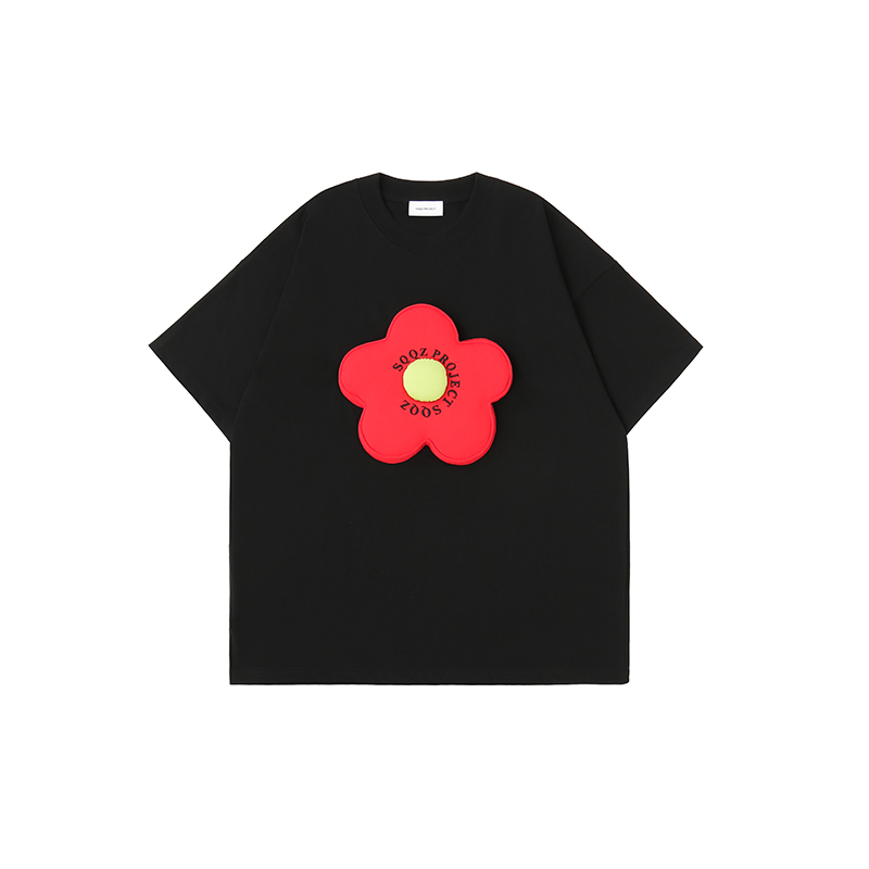 Cotton-filled 3D Floral Embroidery T-shirt Hand-stitched Design Crewneck Unisex Oversized Comfort Streetwear Top SQQZ PROJECT Original
