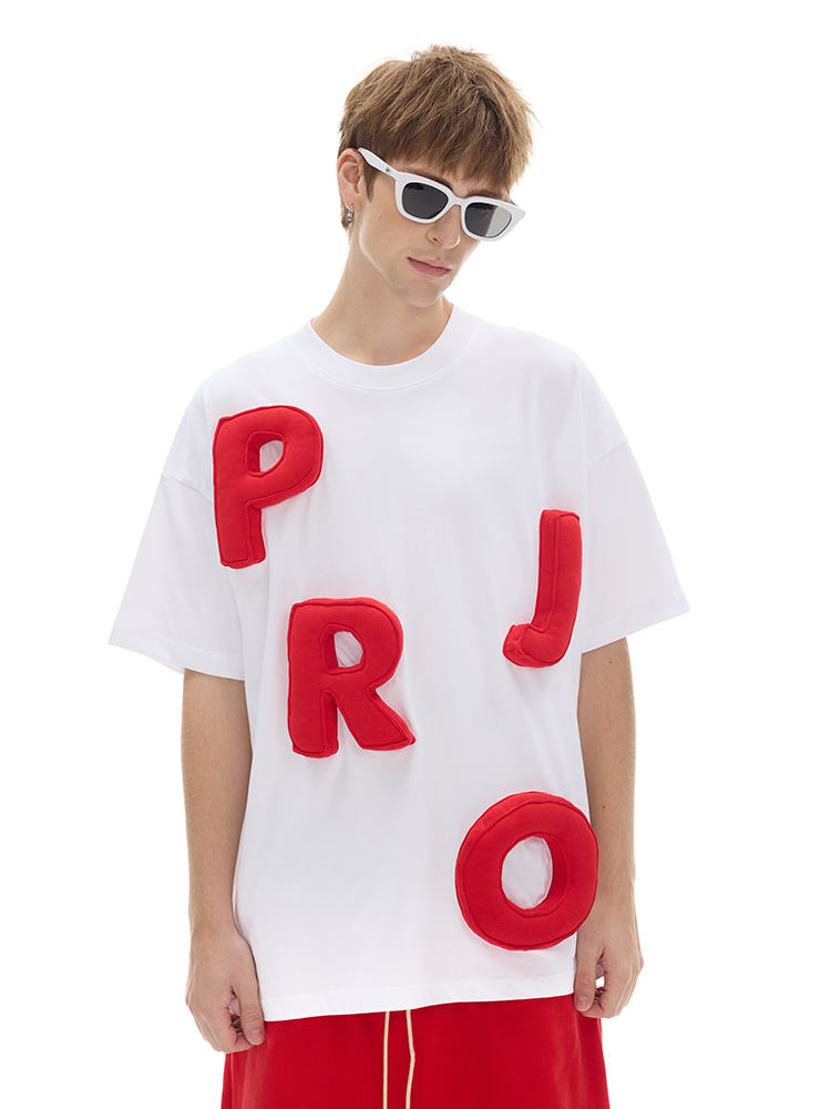 Cotton-filled 3D Raised Brand Logo T-shirt Hand-printed Design Crewneck Unisex Oversized Comfort Streetwear Top SQQZ PROJECT Original