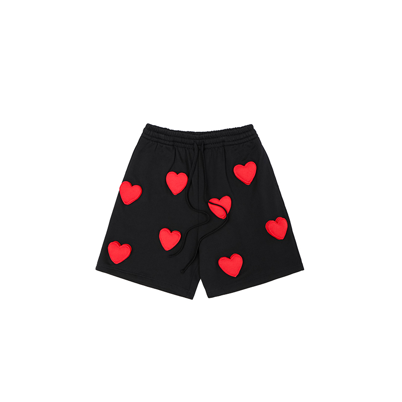3D Multi Hearts Cotton Padding Sweatpants Shorts - Couples