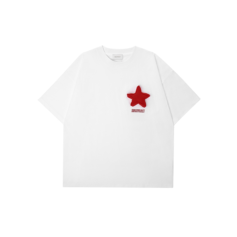 3D Star Cotton Padding Oversized Short Sleeve T-Shirt - Couples