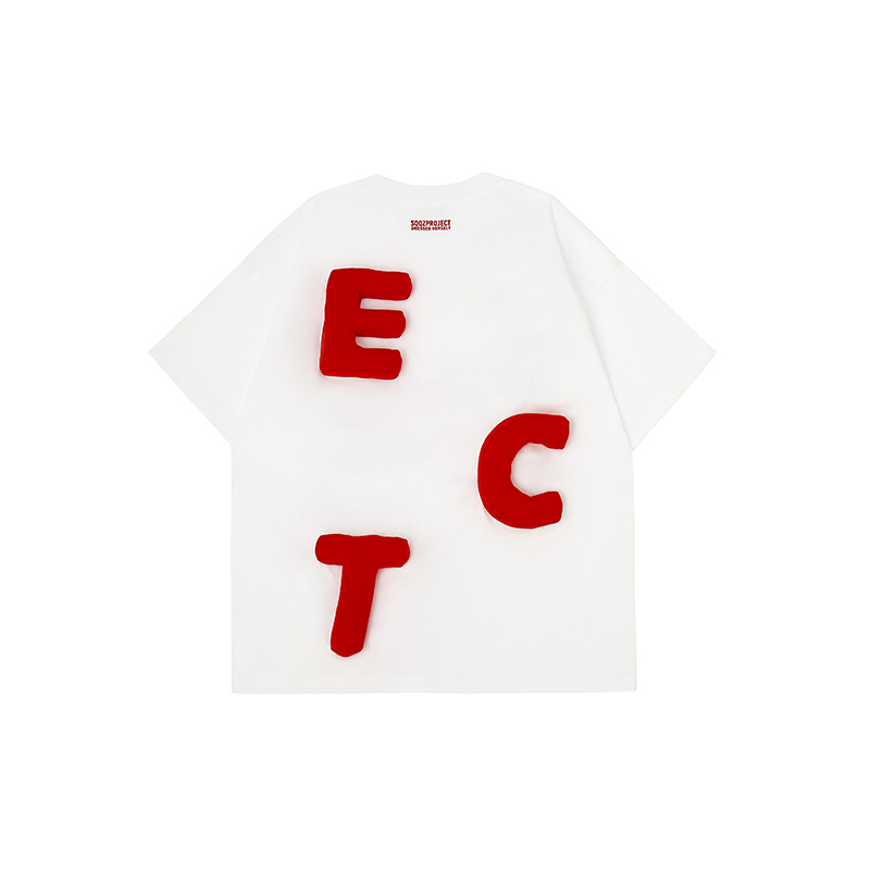 Cotton-filled 3D Raised Brand Logo T-shirt Hand-printed Design Crewneck Unisex Oversized Comfort Streetwear Top SQQZ PROJECT Original
