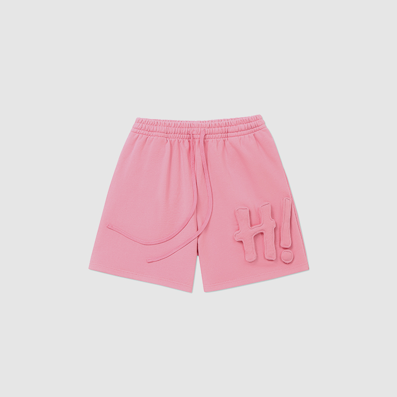 Cotton-filled 3D Raised "Hi" Lettering Sweatshorts 480GSM Heavyweight Unisex Oversized Fit Couples Summer Essential SQQZ PROJECT Original