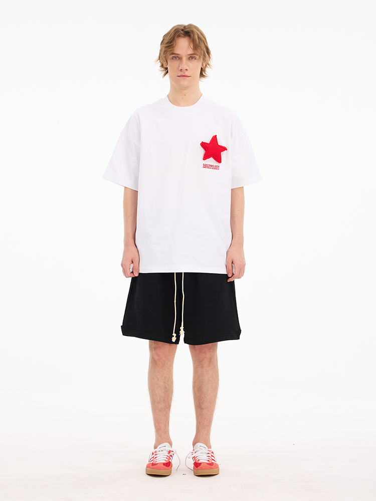 3D Star Cotton Padding Oversized Short Sleeve T-Shirt - Couples