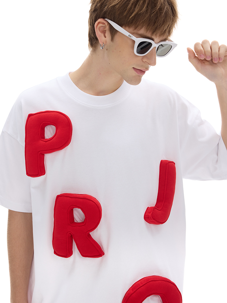 Cotton-filled 3D Raised Brand Logo T-shirt Hand-printed Design Crewneck Unisex Oversized Comfort Streetwear Top SQQZ PROJECT Original