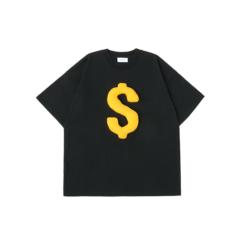 Cotton-filled 3D Raised Dollar Sign T-shirt Hand-printed Design Crewneck Unisex Oversized Comfort Streetwear Top SQQZ PROJECT Original