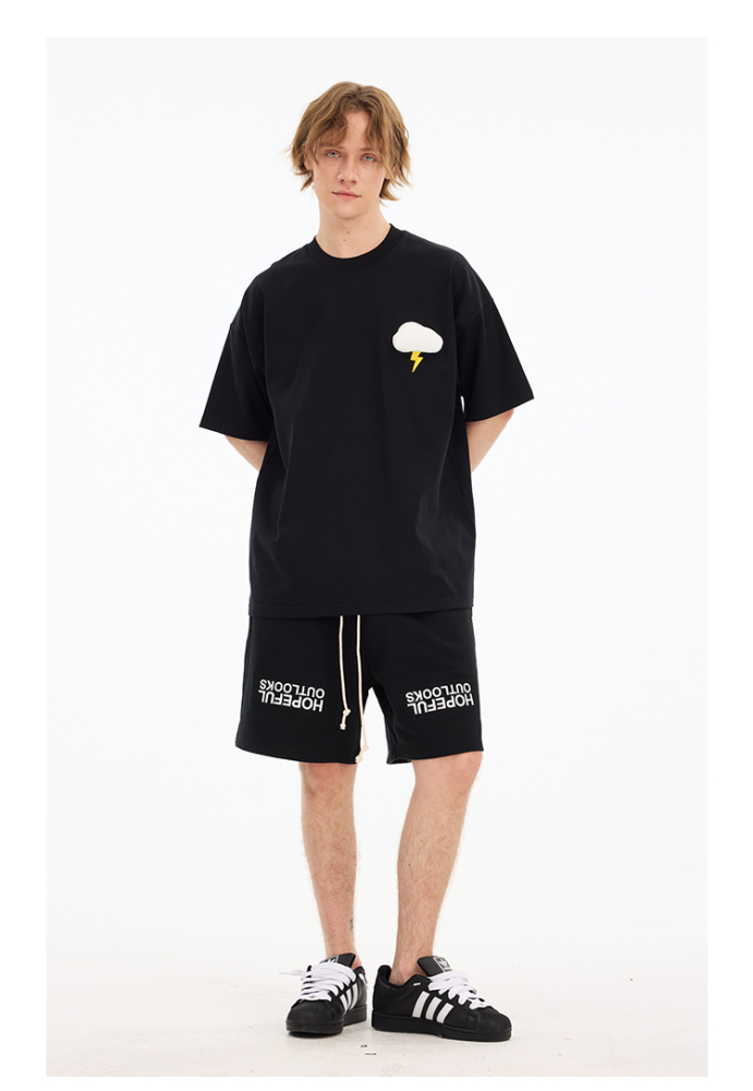 3D Cloud Puff Print Oversized Short Sleeve T-Shirt - Couples