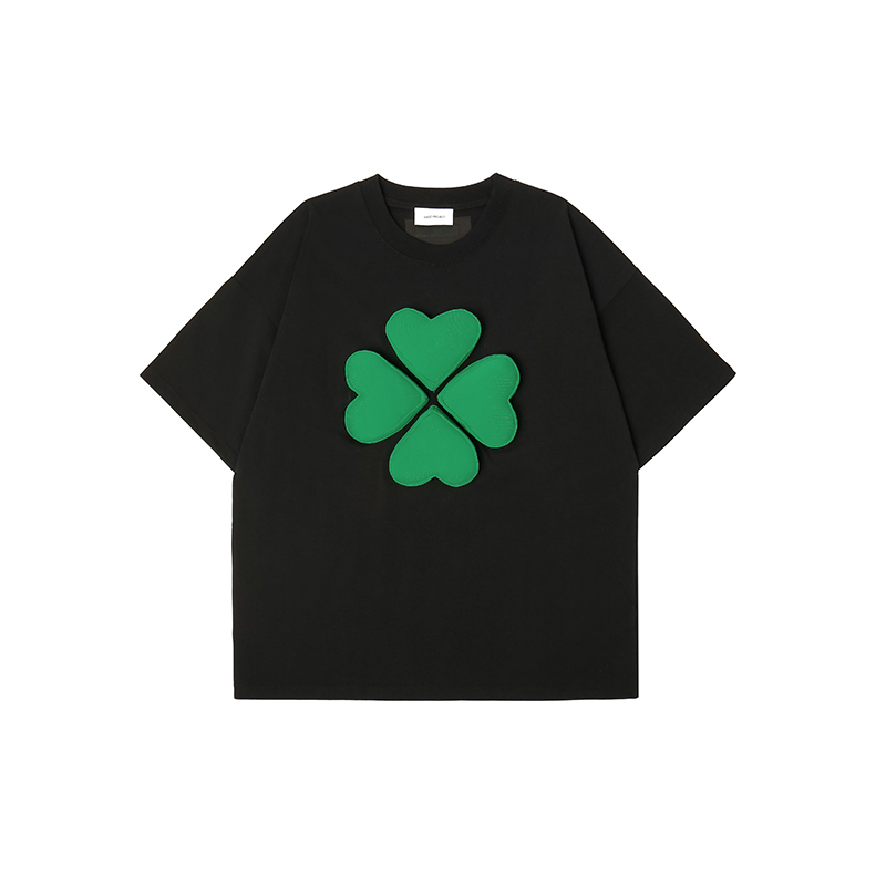 3D Clover Cotton Padding Oversized Short Sleeve T-Shirt - Couples
