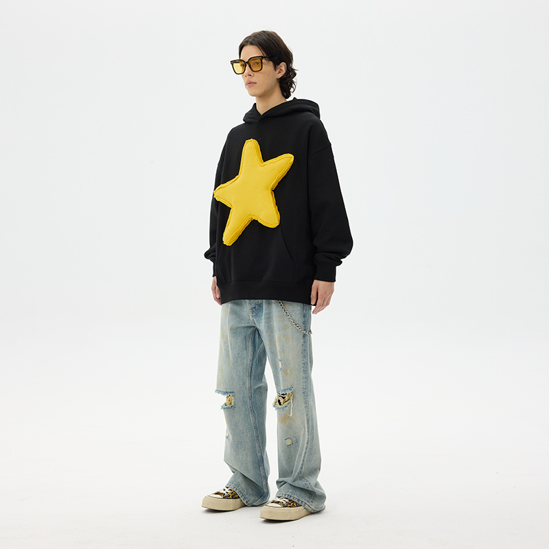 3D Single Heart Cotton Padding Oversized Crewneck Long Sleeve Sweatshirt - Unisex