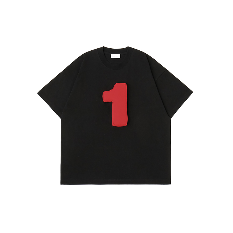 Cotton-filled 3D Raised Numbers Graphic T-shirt Hand-printed Design Crewneck Unisex Oversized Comfort Streetwear Top SQQZ PROJECT Original