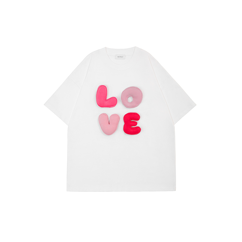 3D Letter "LOVE" Crewneck Heavyweight Oversized T-Shirt - Unisex
