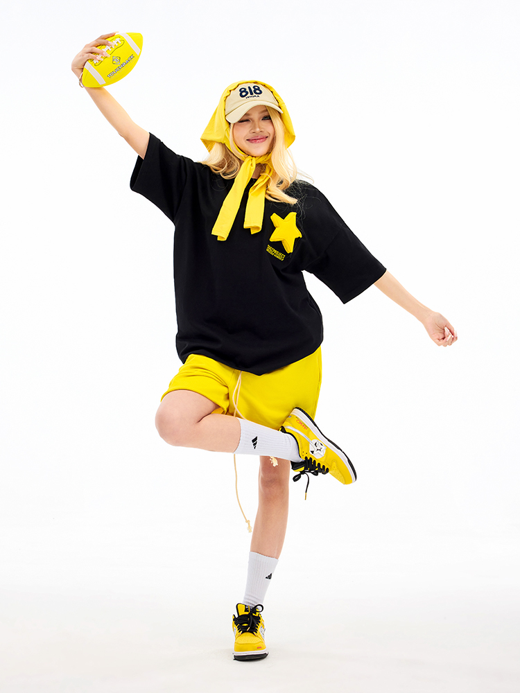 3D Star Cotton Padding Oversized Short Sleeve T-Shirt - Couples