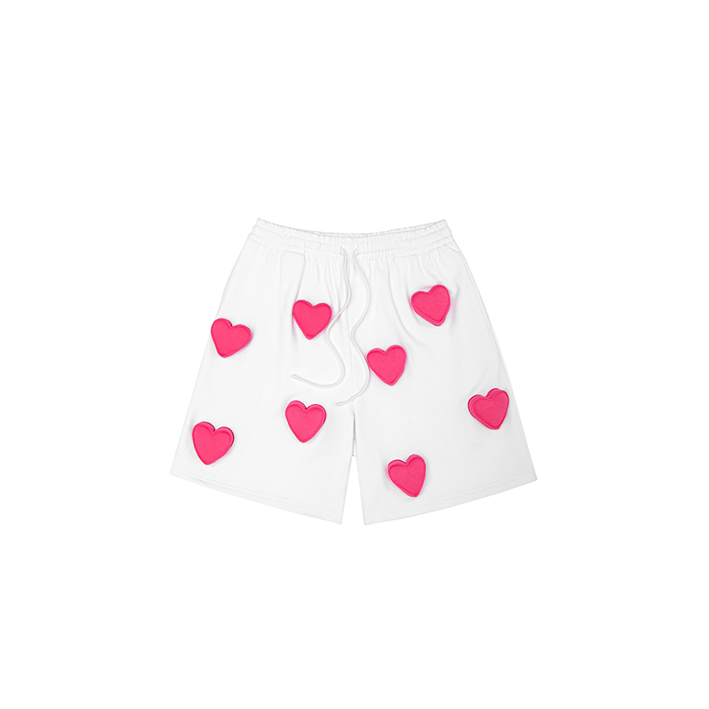 3D Multi Hearts Cotton Padding Sweatpants Shorts - Couples