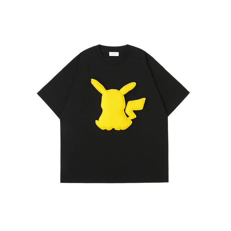 Cotton-filled 3D Pikachu Graphic T-shirt Hand-printed Design Crewneck Unisex Oversized Comfort Streetwear Top SQQZ PROJECT Original