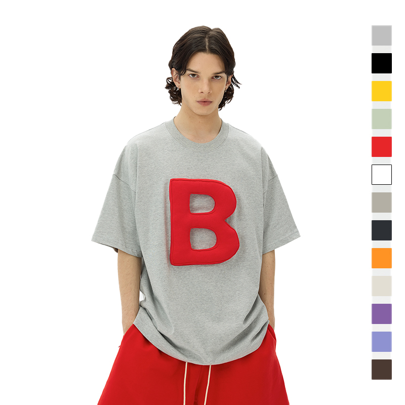3D Letter Crewneck Heavyweight T-Shirt - 26 Letters