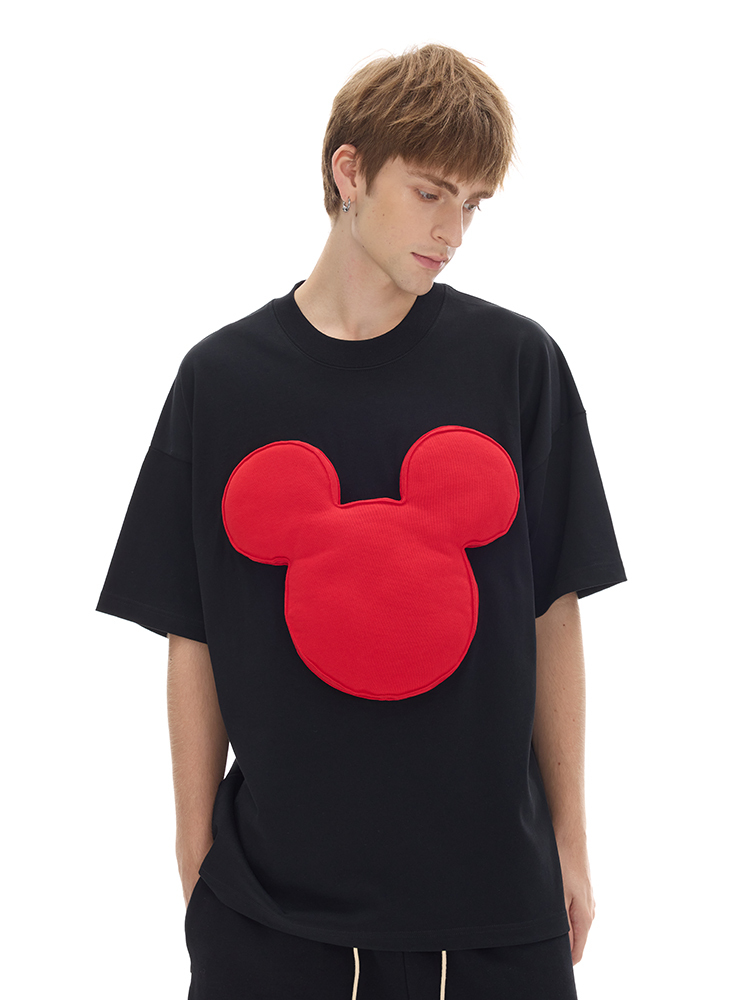 Cotton-filled 3D Raised Mickey Graphic T-shirt Hand-printed Design Crewneck Unisex Oversized Comfort Streetwear Top SQQZ PROJECT Original